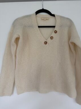 Sezane Mohair V-Neck Button Accent Women's Sweater